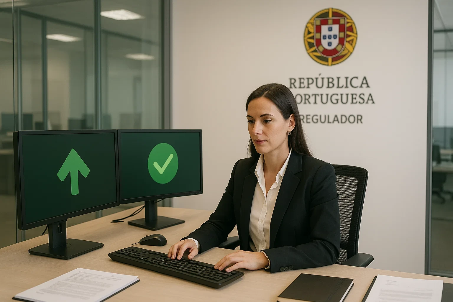 Escritório do SRIJ com profissional a supervisionar conformidade de operadores de apostas